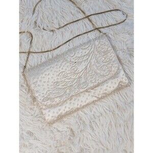 Vintage Beaded Wedding Purse Evening Clutch with Chain